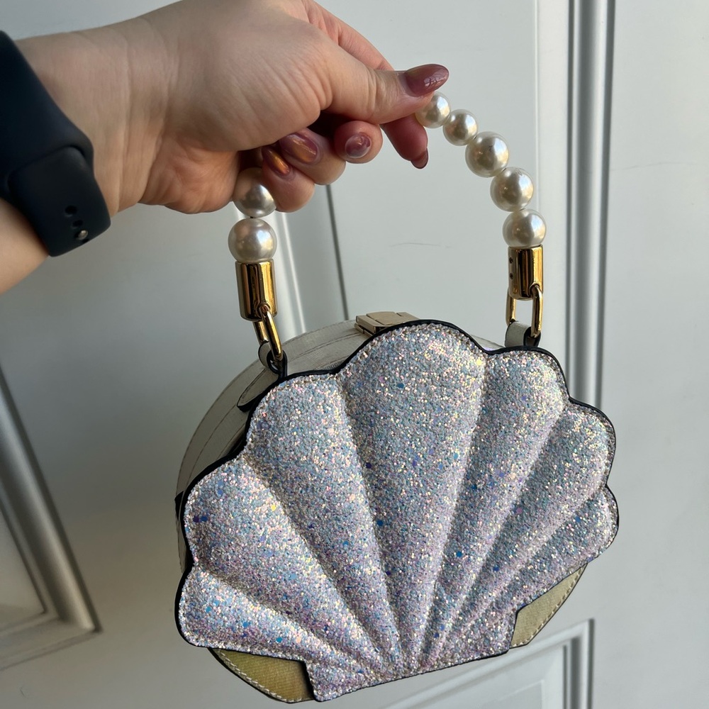Aldo Glittering Shell Mini Bag with Pearl Handle